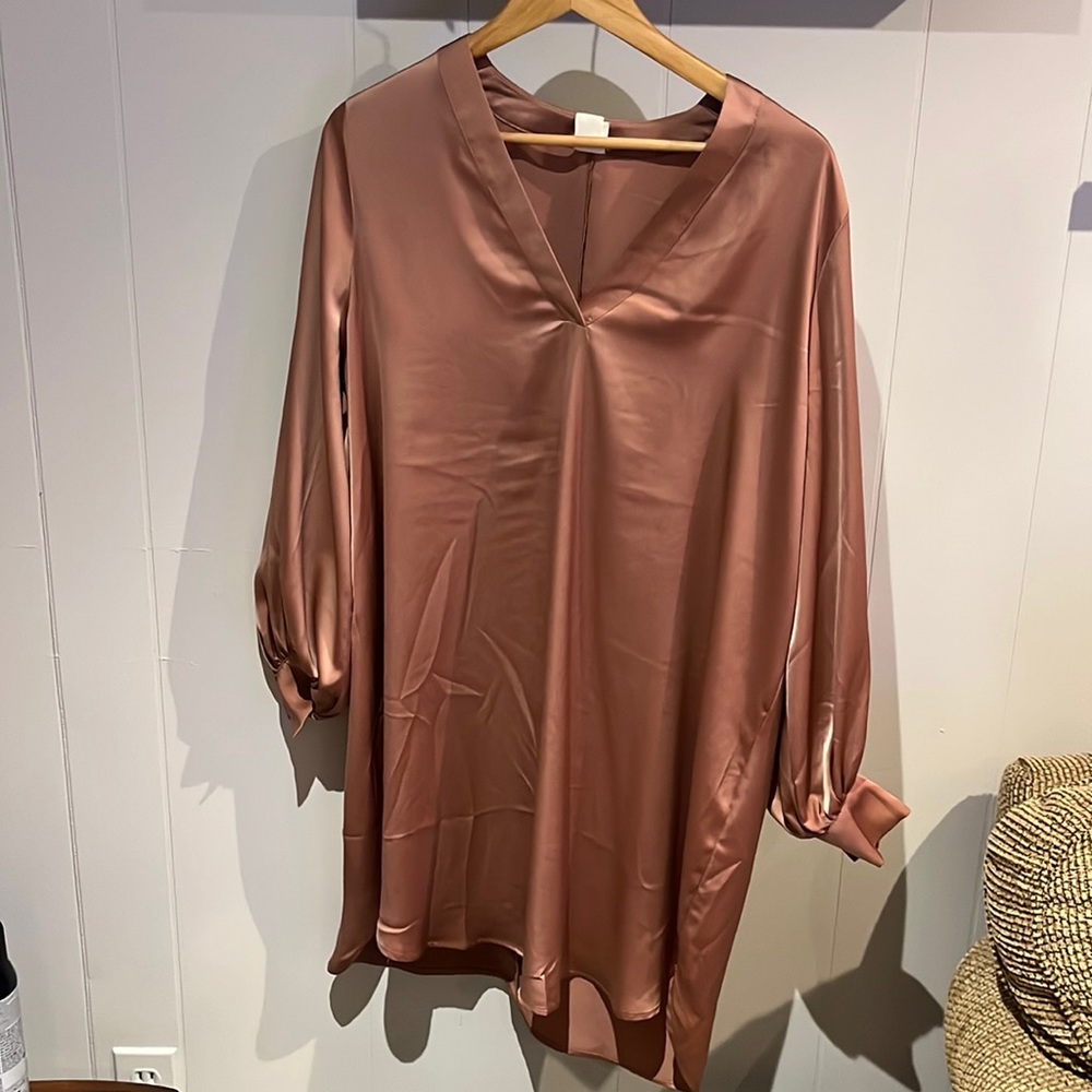 Rose coloured satin dress